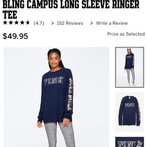 PINK Bling Campus Long Sleeve Ringer Tee